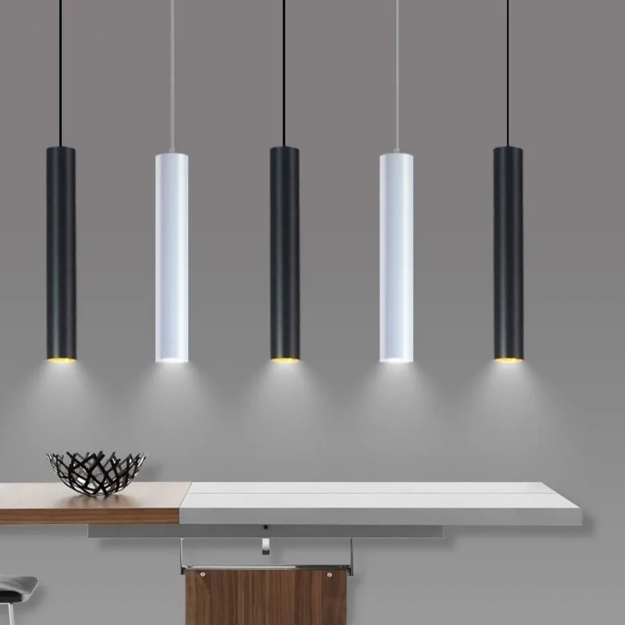 Dimmable Cilindro LED Luzes Pingente, Lâmpadas De Tubo Longo, Cozinha, Sala De Jantar, Loja, Bar, Cordão De Decoração, Lâmpada De Fundo