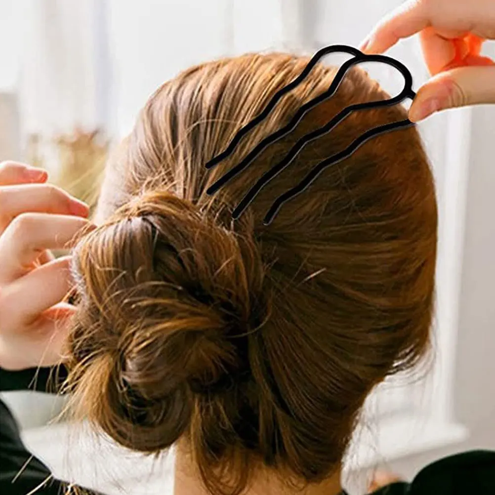

8pcs Retro Side Comb for Women Iron Hair Combs Styling Accessories Black Durable Simple Portable Hair Fixator Home Decoration