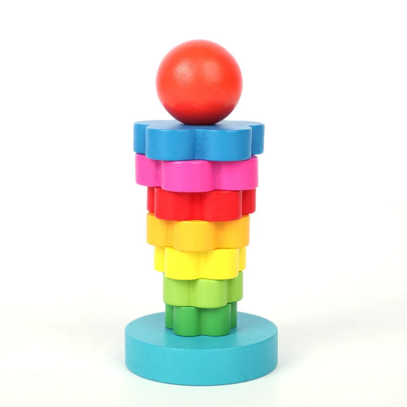 Rainbow Stacking Ring Tower para crianças, copo dobrável, blocos Stapelring, madeira, plástico, criança, bebê, brinquedos infantis, novo