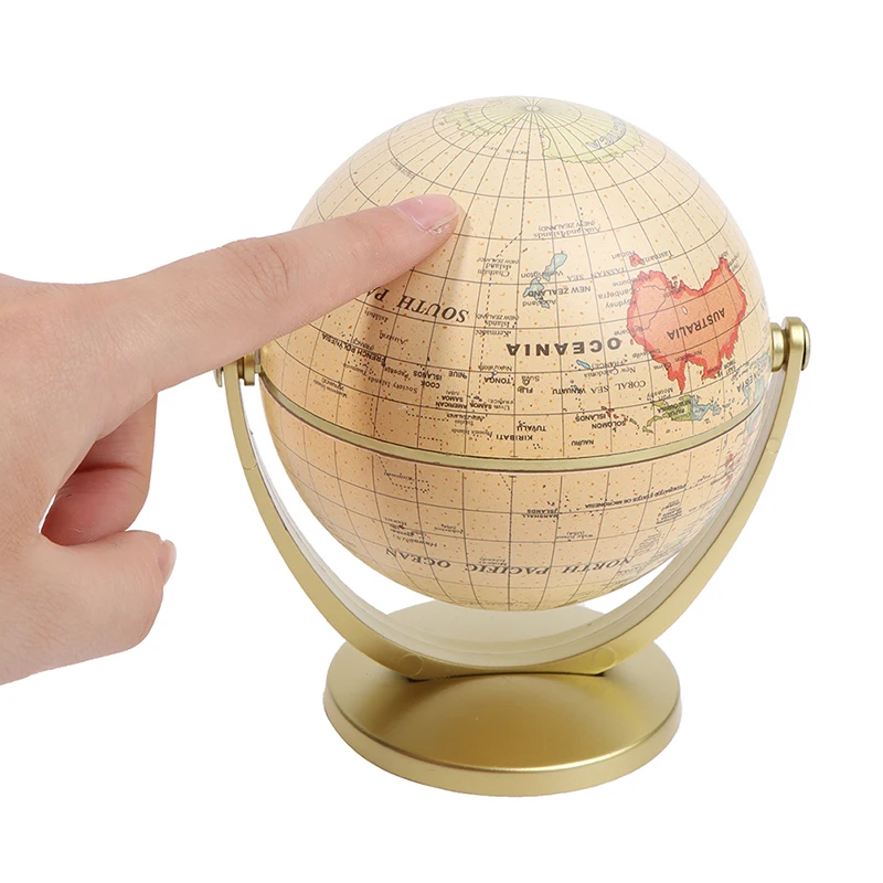 360 Degree Rotating World Globe Earth Antique Home Office Desktop Decor Geography Educational School Supplies Kids Learning Gift