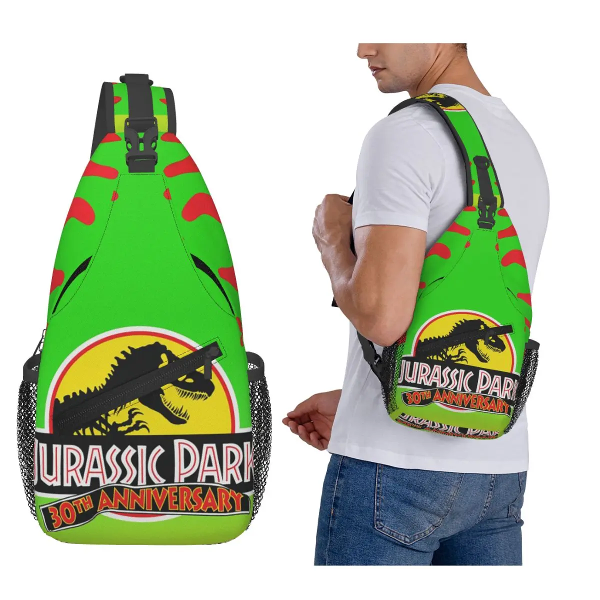 

Dinosaur Jurassic Park Chest Bag Men Sling Crossbody Backpack Chest Bag Traveling Hiking Daypack Shoulder Bag
