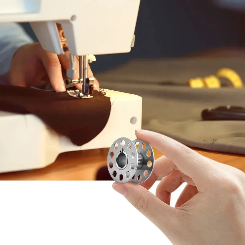 10-60 قطعة ماكينة خياطة منزلية لفائف الأسطوانة بكرات معدنية بكرة فارغة الفولاذ المقاوم للصدأ لأجزاء خياطة لف خيط الحرير