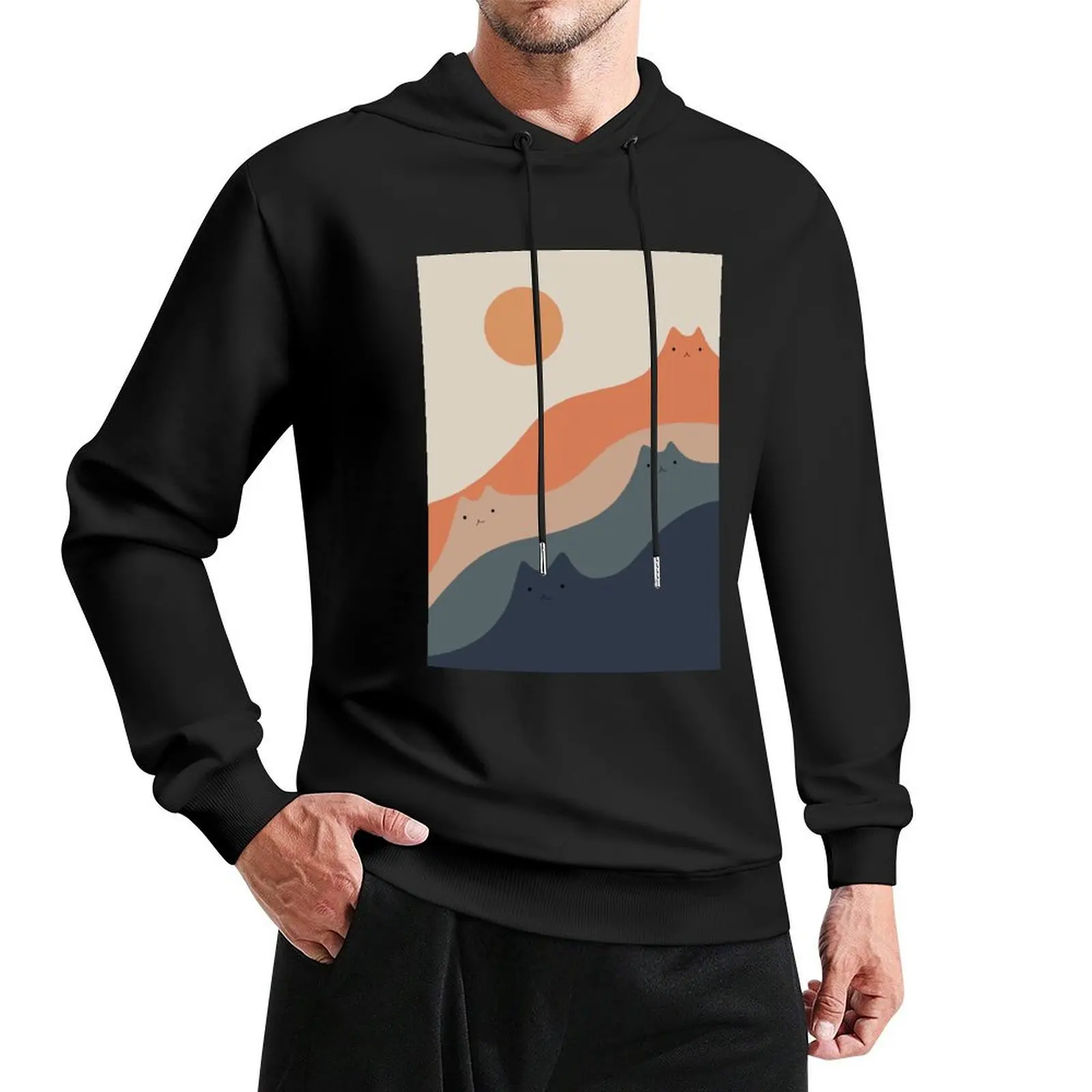 Cat Landscape 90 Pullover Hoodie winter clothes hoodie for men