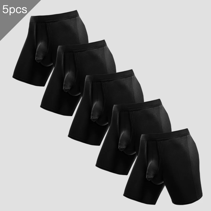 

5 шт. мужское расширенное спортивное нижнее белье в форме пули, отдельные четырехугольные шорты-боксеры с защитой от натирания, большие размеры, дышащие шорты-боксеры для бега для больших парней