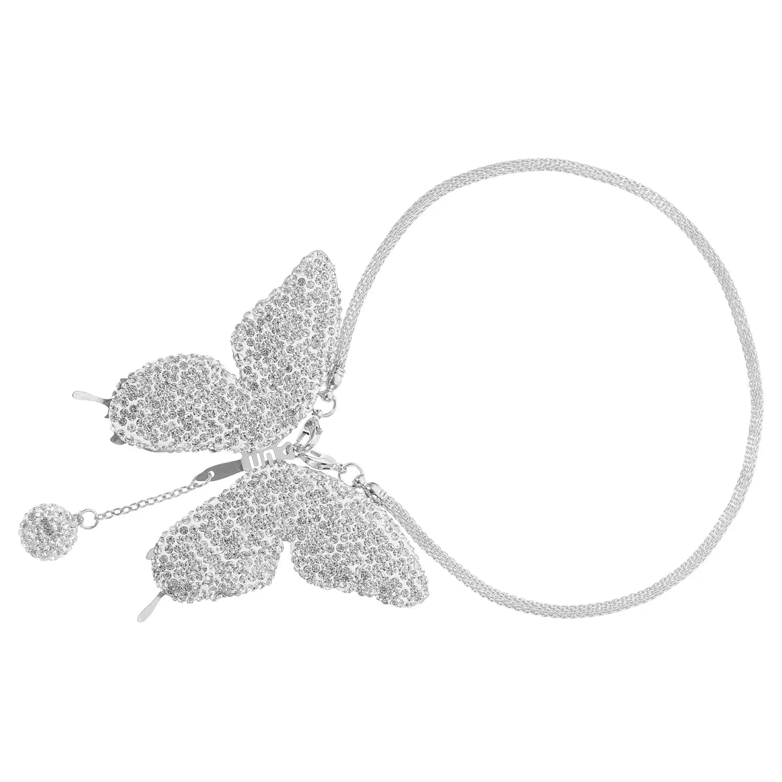 

Butterfly Hanging Ornament Rhinestone Stainless Steel Clay Durable Car Rearview Mirror Decoration Car Accessories