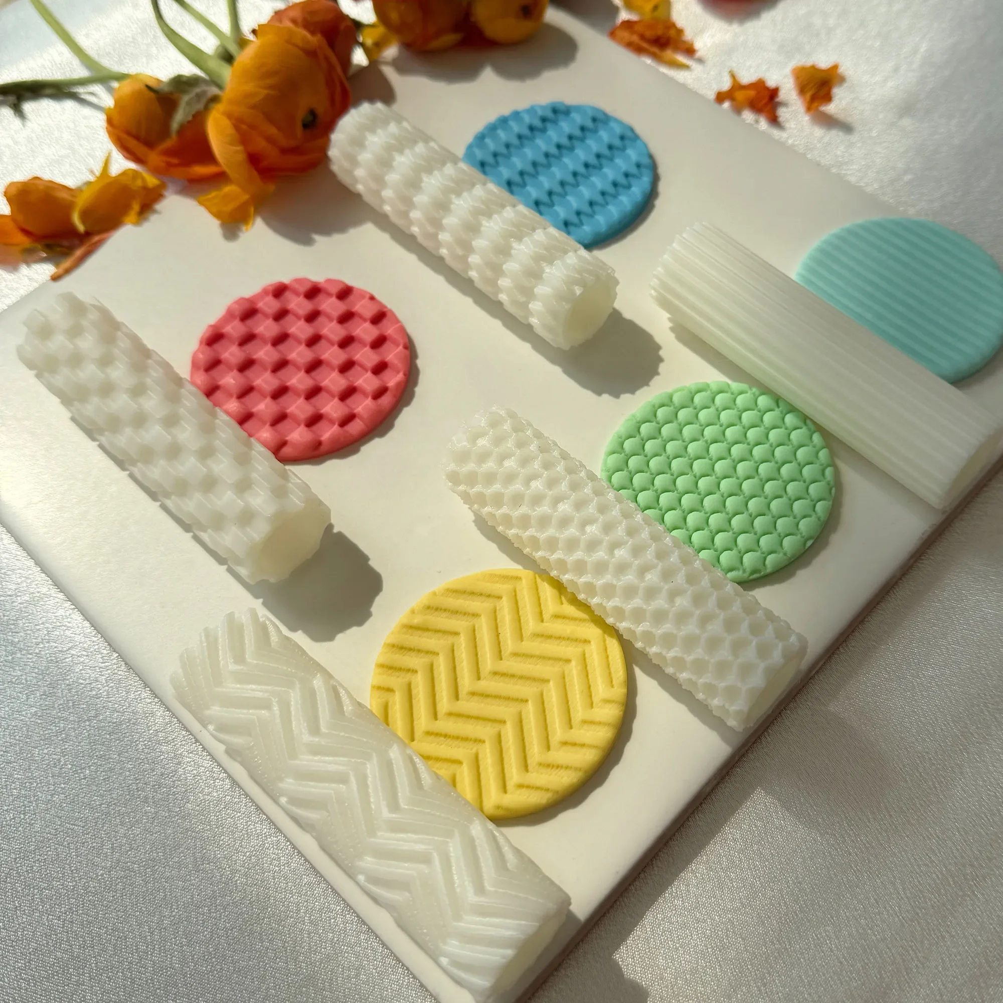 Soft Pottery Earring Polymer Clay Cutter Roller Texture Polymer Clay Seamless Polymer Clay Texture Roller claycutters