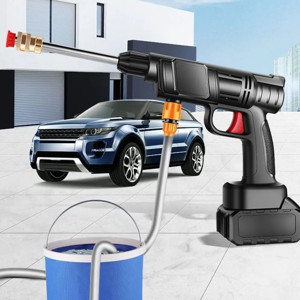 Cordless Pressure Washer 21V Electric Power Cleaner for Car Garden Patio Adjustable Nozzle Self-Priming Hose Cleaning Tool