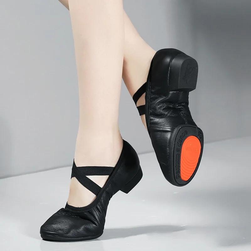 Damesschoenen Moderne balletdansschoenen Echt varkensleer Jazzdansschoenen Split rubberen zool Jongen meisje