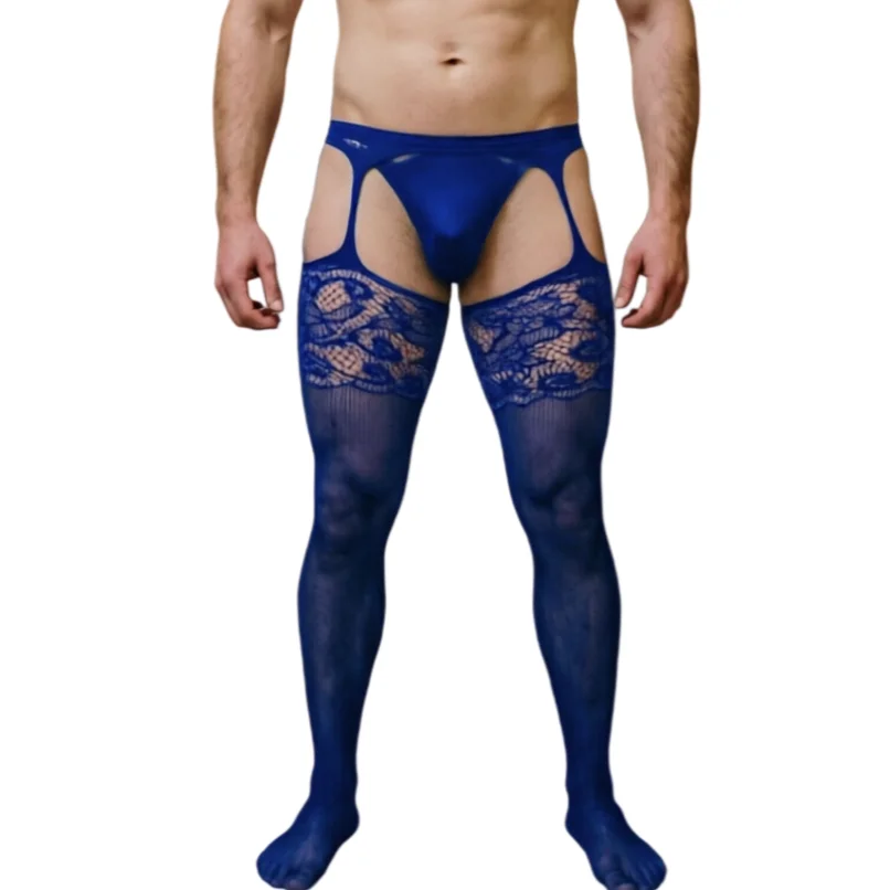 

Trend Open Crotch Tights for Men's Sexy Pantyhose Mesh Body Stockings Male Underwear European American Men's Club Socks Fishnet