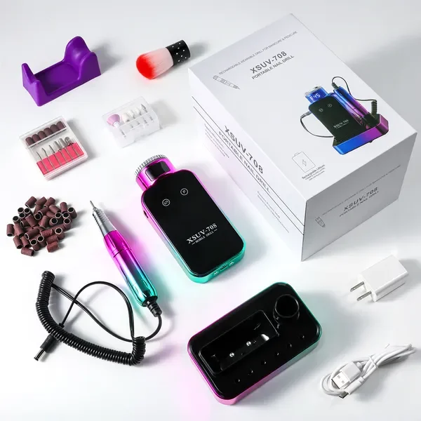 Draagbare 45000 RPM oplaadbare nagelboormachine met bits en basis voor het verwijderen van acrylnagels en gellak