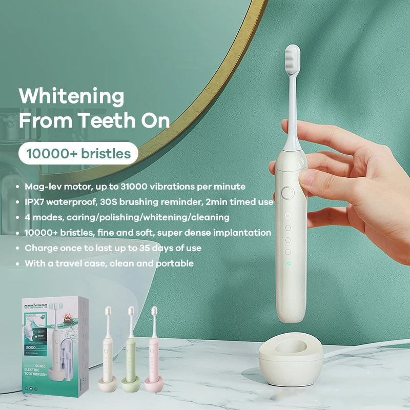 

Sonic Electric Toothbrush Smart Tooth Brush Colorful USB Rechargeable IPX7 Waterproof For Toothbrushes head 4-gear Mode