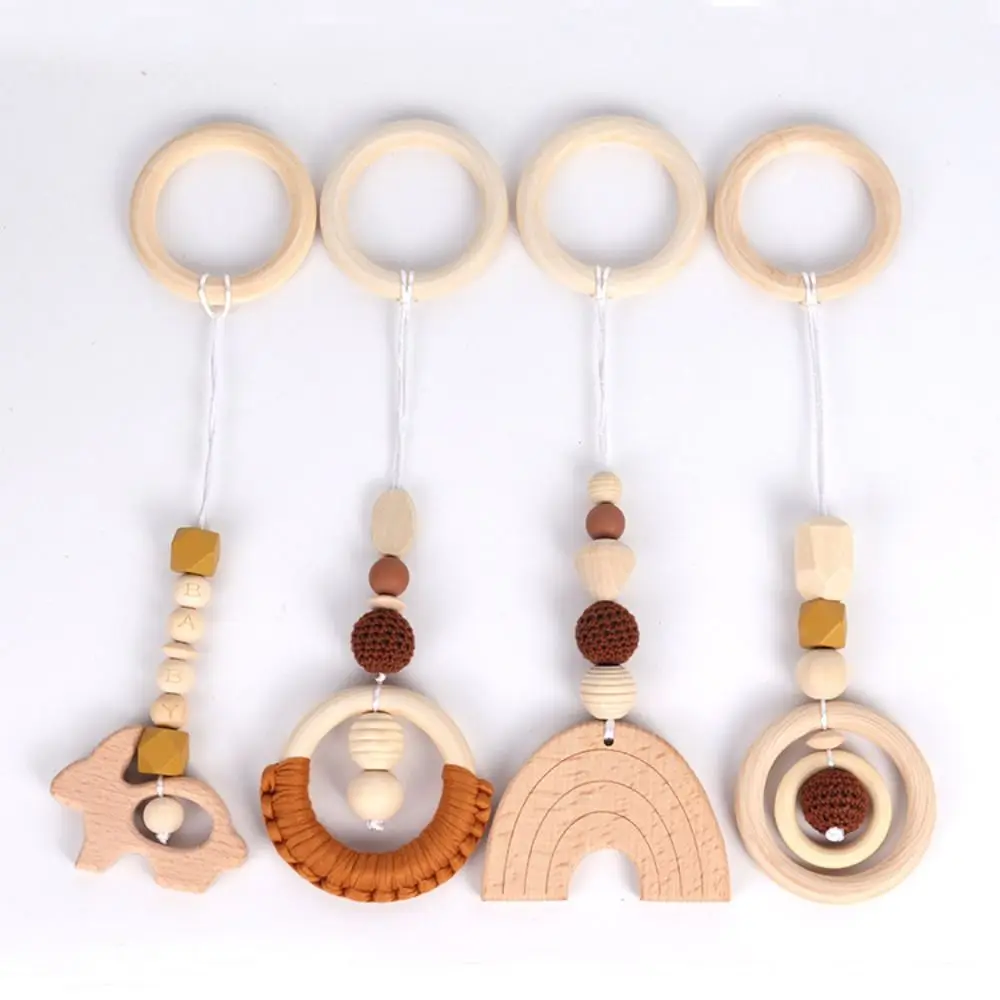 

Sensory Wooden Beech Activity Gym Frame Rabbit Crochet Baby Gym Toys Play Frame Hanging Ring Baby Crib Hooks Auxiliary Standing