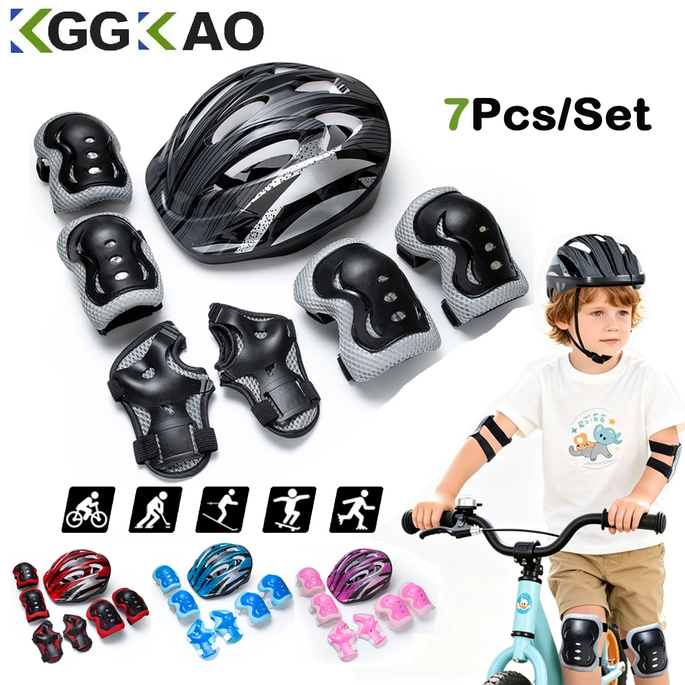 Cycling Gear Helmet - Çocuk Bisiklet Kaskı Diz Dirsek Bileklikleri,