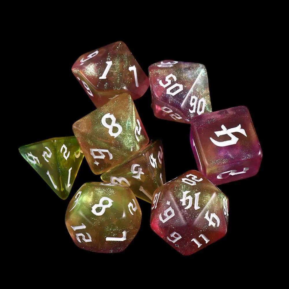 7pcs Iridescent Glitter RPG Polyhedral Dice Set for DND MTG Dungeon and Dragons Table Board Roll Playing Games