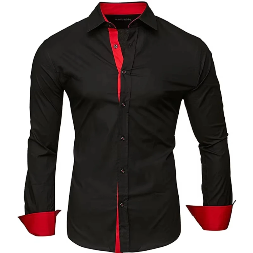 

Men's new polka shirt, men's slim fit casual long sleeved lapel shirt, young people
