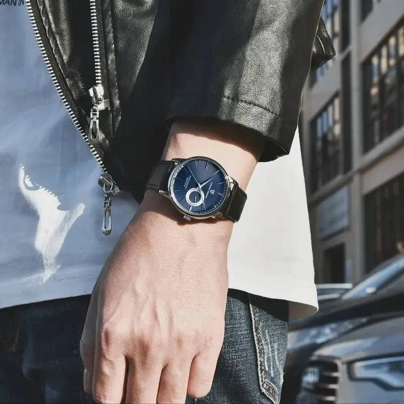 PAGANI DESIGN Men Casual Quartz Watch Light Luxury All-Match Coated Glass Waterproof Stainless Steel Date Wristwatch