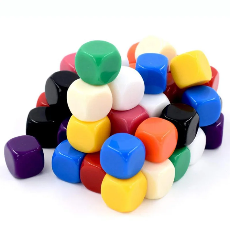 10 PCS DIY Blank Dice Colorful Dice Puzzle Game  6 Sided Dice 16mm