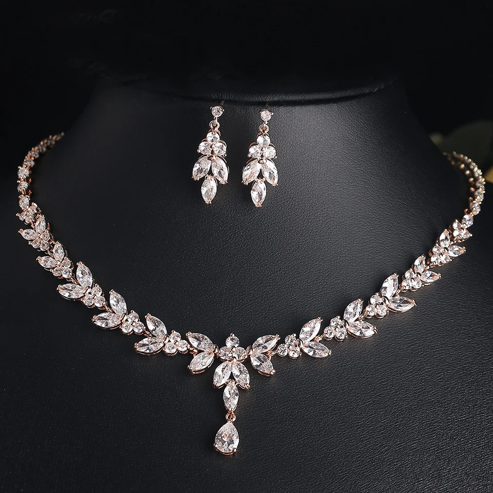 

Комплект украшений из циркона: колье и серьги, нишевая высококачественная изысканная бижутерия, роскошные универсальные повседневные аксессуары для женщин