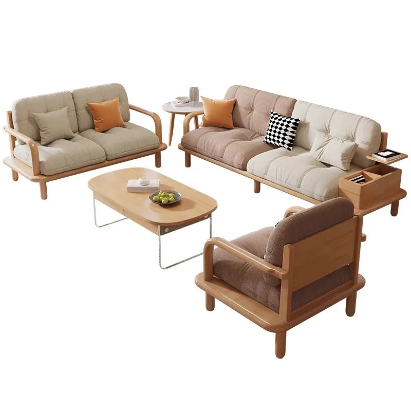 Cloud solid wood sofa with Japanese vertical row