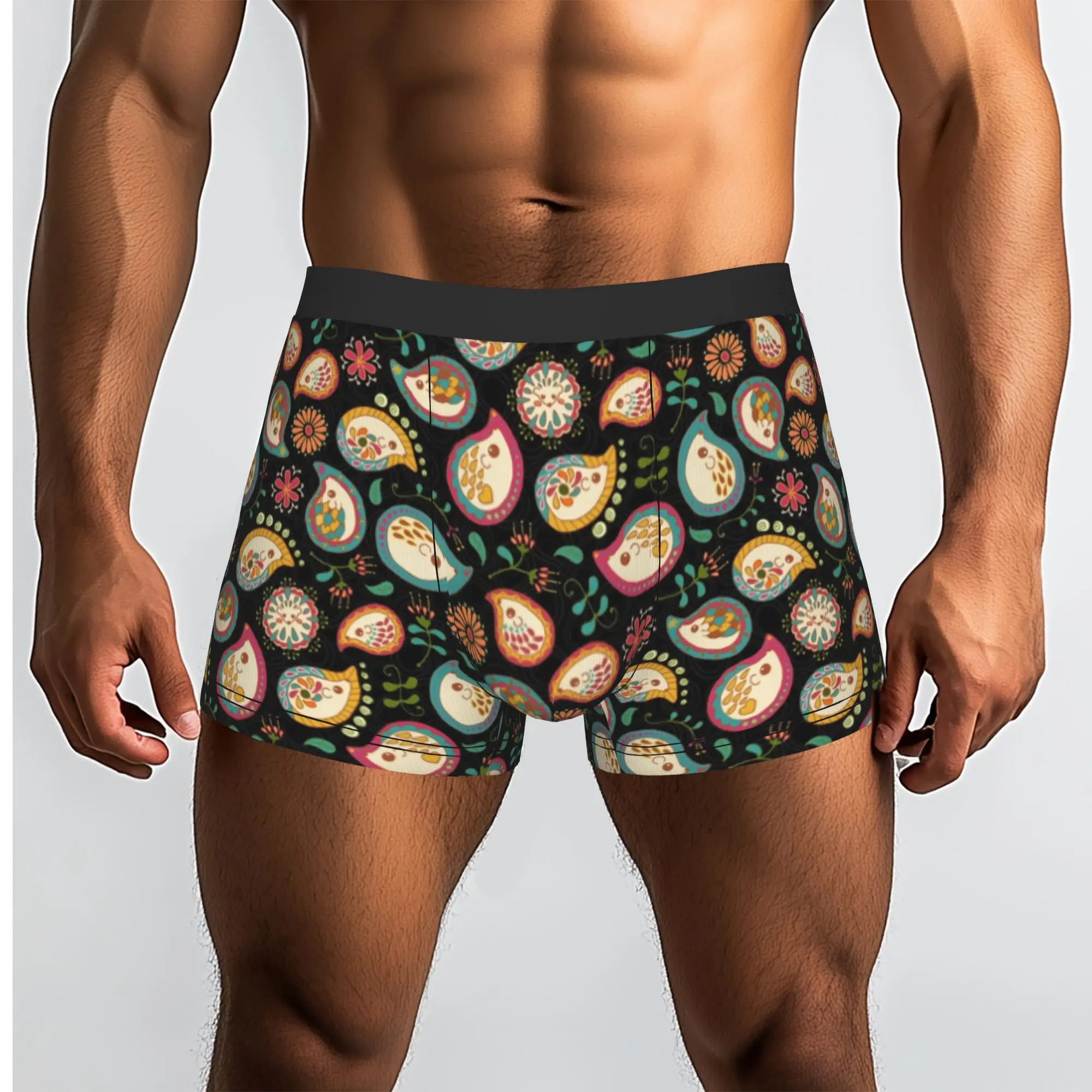 Customized Funny Hedgehog Paisley Party Underwear Male Print Animal Boxer Briefs Shorts Panties Soft Underpants