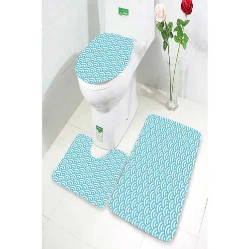 Inca Carpet Antibacterial Washable Non-Slip Dot Sole 3'lü Toilet Seat Pad (60CM x 100CM - 55CM x 60CM - 47CM x 50CM) İNKZ6032