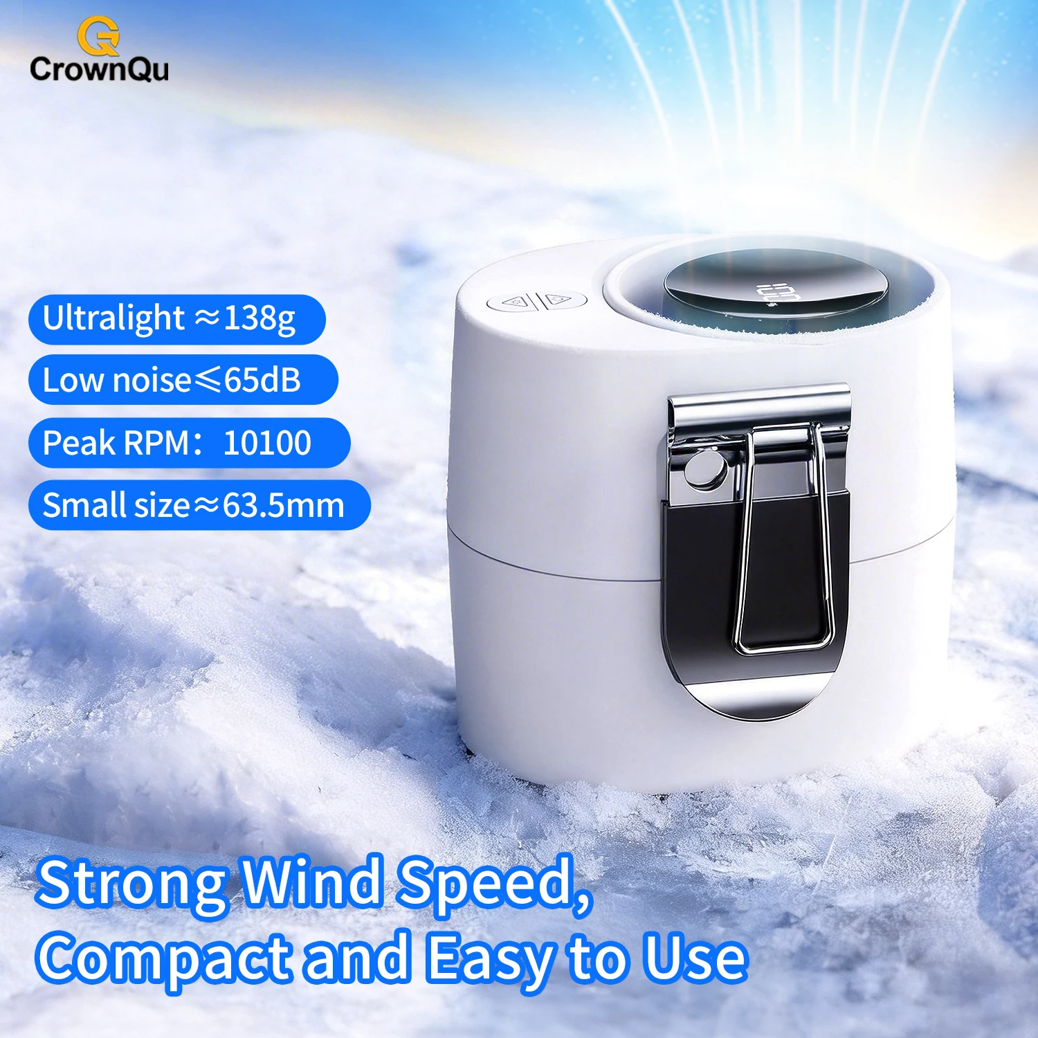 3000mAh Portable Waist Clip Fan Hanging Mini Neck Fan Type-C Rechargeable 6 Speed Strong Wind for Outdoor Sports Working Travel