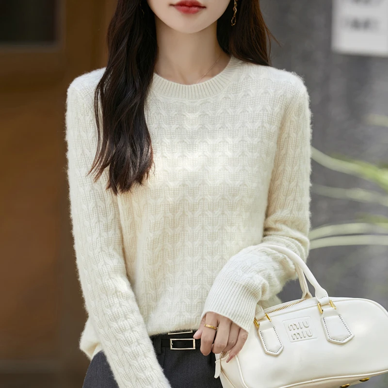 

2024 Autumn/Winter New 100% Pure Australian Wool Fashion Round Neck Knitted Woolen Sweater