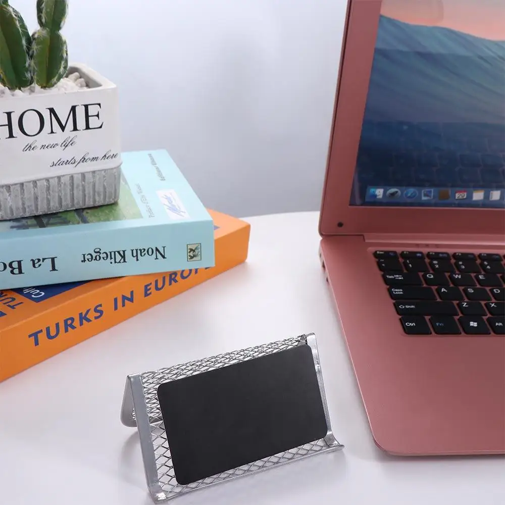 

Display Bracket Mesh Card Metal Holder Portable Metal Mesh Business Card Display Stand Durable Fashion Name Card Display Holder