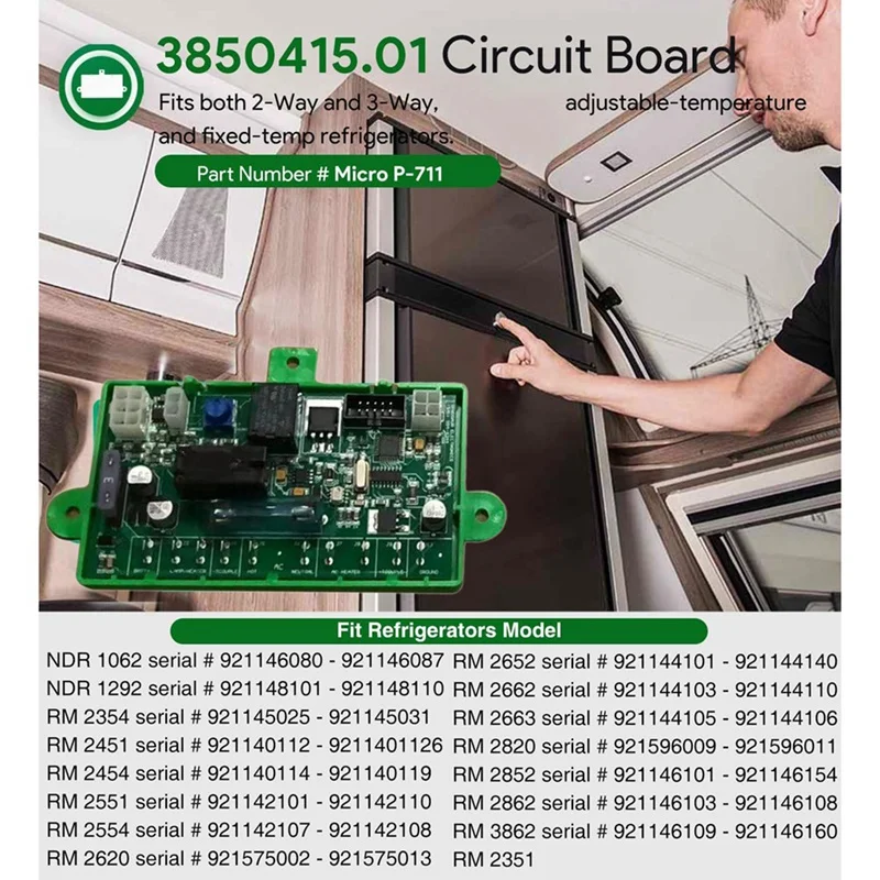 1 Piece Refrigerator Main Power Control Circuit Board Green PCB For Dometic 2 Or 3 Way RV Parts, For Dometic 3850415.01