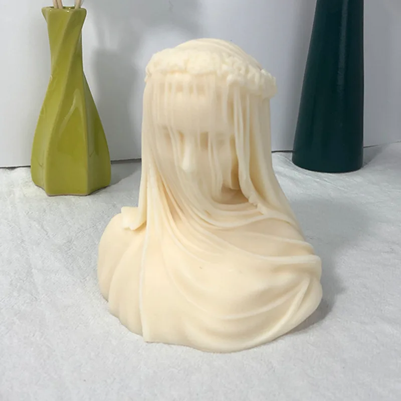 

New 3D Art Veiled Woman Silicone Candle Mold DIY Handmade Aroma Candle Wax Mould Plaster Resin Mold Craft Home Decoration