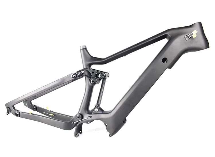 Quadro de bicicleta elétrica Enduro EMTB com motor central de 250w, material de fibra de carbono, estrutura com suspensão total, peças e acessórios para pneus de bicicleta, leve.