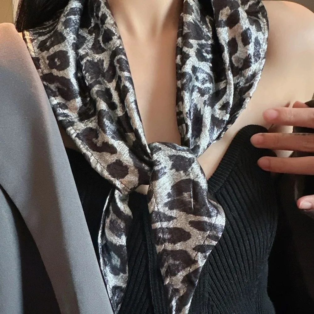 

Fashion Y2K Triangular Headscarf Hip Hop Headband Leopard Print Hair Scarf Soft Wrap Slender Scarf Punk Bandana Streetwear