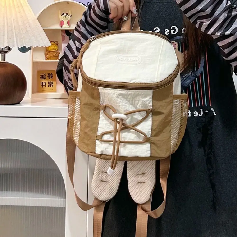 

Patchwork Drawstring Backpack Contrast Color Y2k Women Harajuku Backpack Korean Style Large Capacity Student Schoolbag Travel