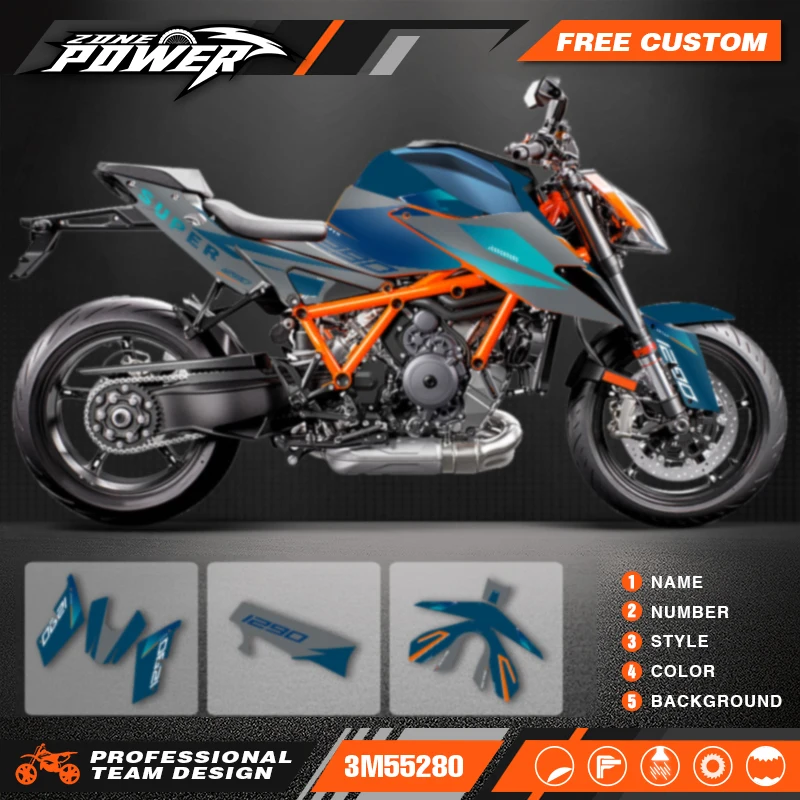 PowerZone Custom Team Graphics Backgrounds Decals For Stickers Kit For KTM 2020 2021 2022 Super Duke 1290 S R Motorcycle 02