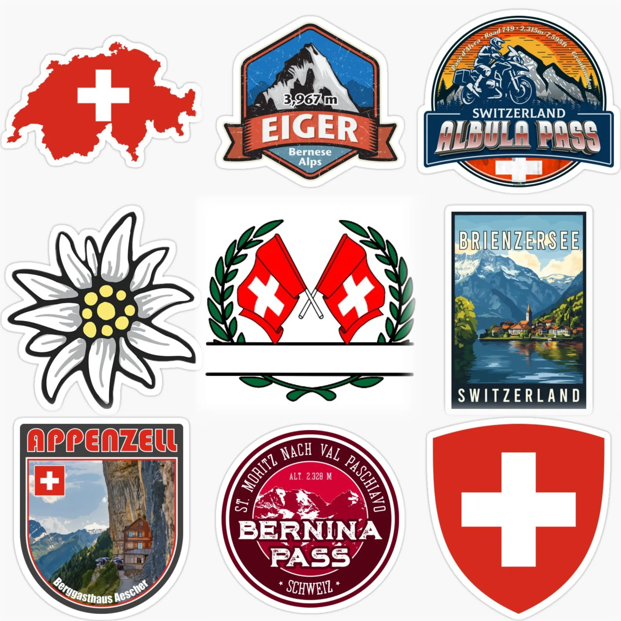 

Швейцария флаг карта горные наклейки настраиваемый размер автомобиль велосипед грузовик настенный шлем наклейка на холодильник