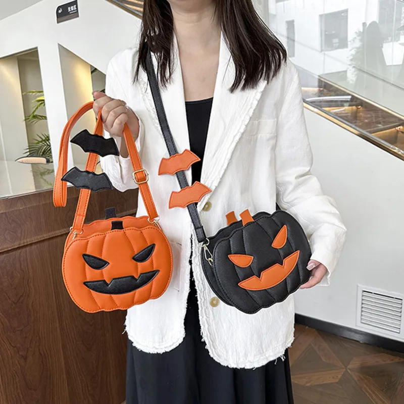 Funny Pumpkin Crossbody Bag New Creative Design Halloween Cartoon Mobile Phone Purses PU Leather Versatile Shoulder Satchel Bags