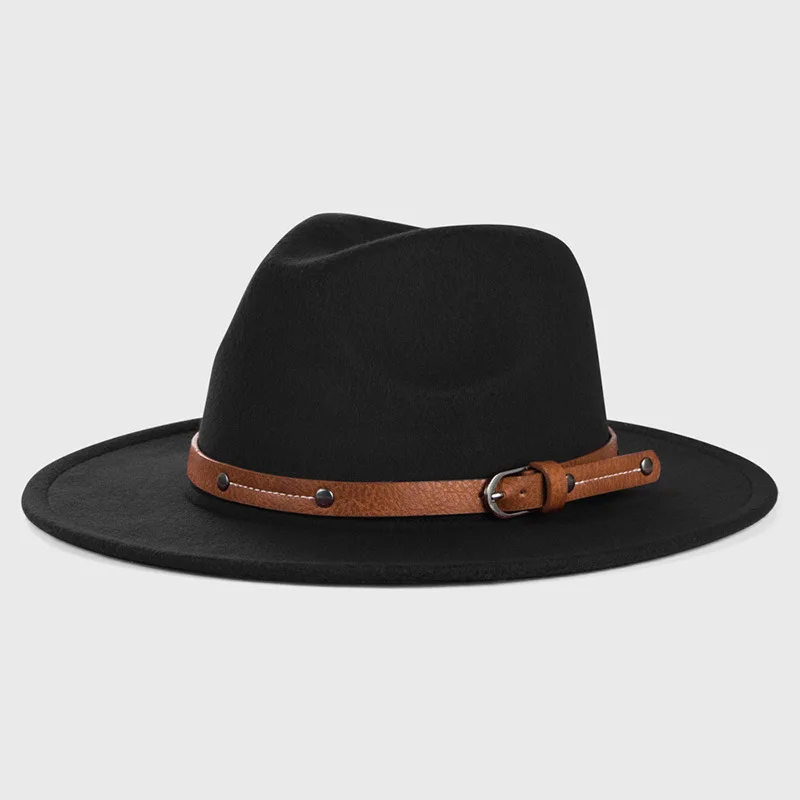 NEWWool Fedora Hut Für Frauen Männer Winter Herbst Mode Kirche Jazz Hüte Viking Britischen Flache Krempe Filz Hut Outdoor Casual Fedoras – Detail 19