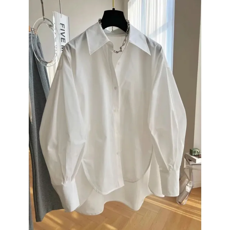 

Basic Commuter Fashion Loose Blouse Fashion Oversized Long-sleeved Design Sense Short Women's Shirt P58