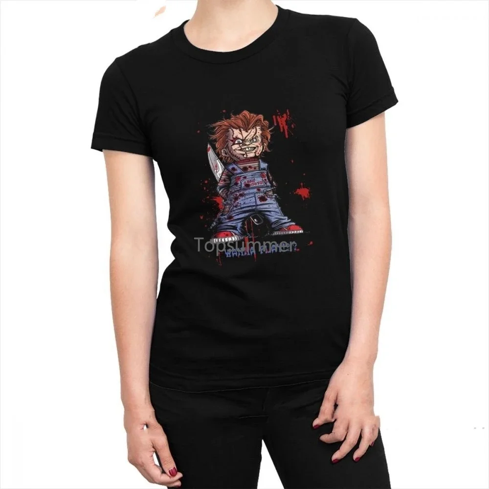 Scarry Zombie Chucky Dracula Halloween T-Shirts Women'S Tshirt Tops Tees Gothic O Neck Cotton Female Clothes Printed