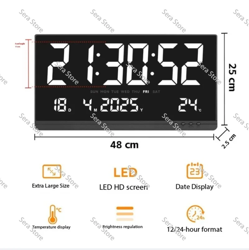 21Inch HD Large LED Digital Wall Clock Simple Electronic Timing Display Device High Visibility Time Clock For Household Office
