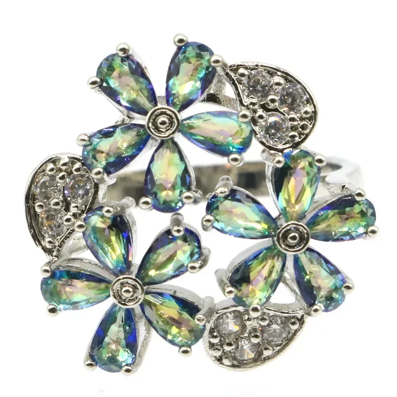 

Кольца из натурального серебра 925 пробы, 6 г, ослепительный зеленый цаворит, гранат, аквамарин, огонь, радуга, мистический топаз, топаз, CZ, женский подарок