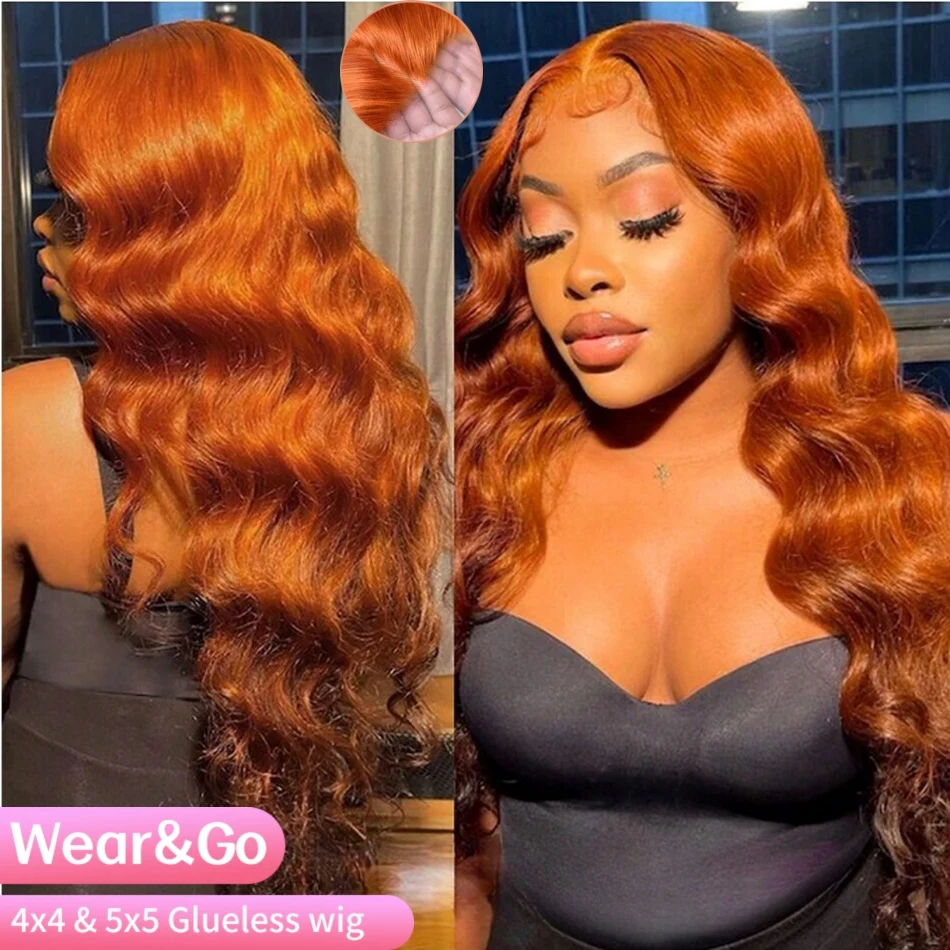 Glueless Ginger Wig Human Hair Curly Wigs Body Wave Human Hair Wigs 4x4 5x5 Hd Lace Closure Wig Ready To Wear Wig Orange Wigs