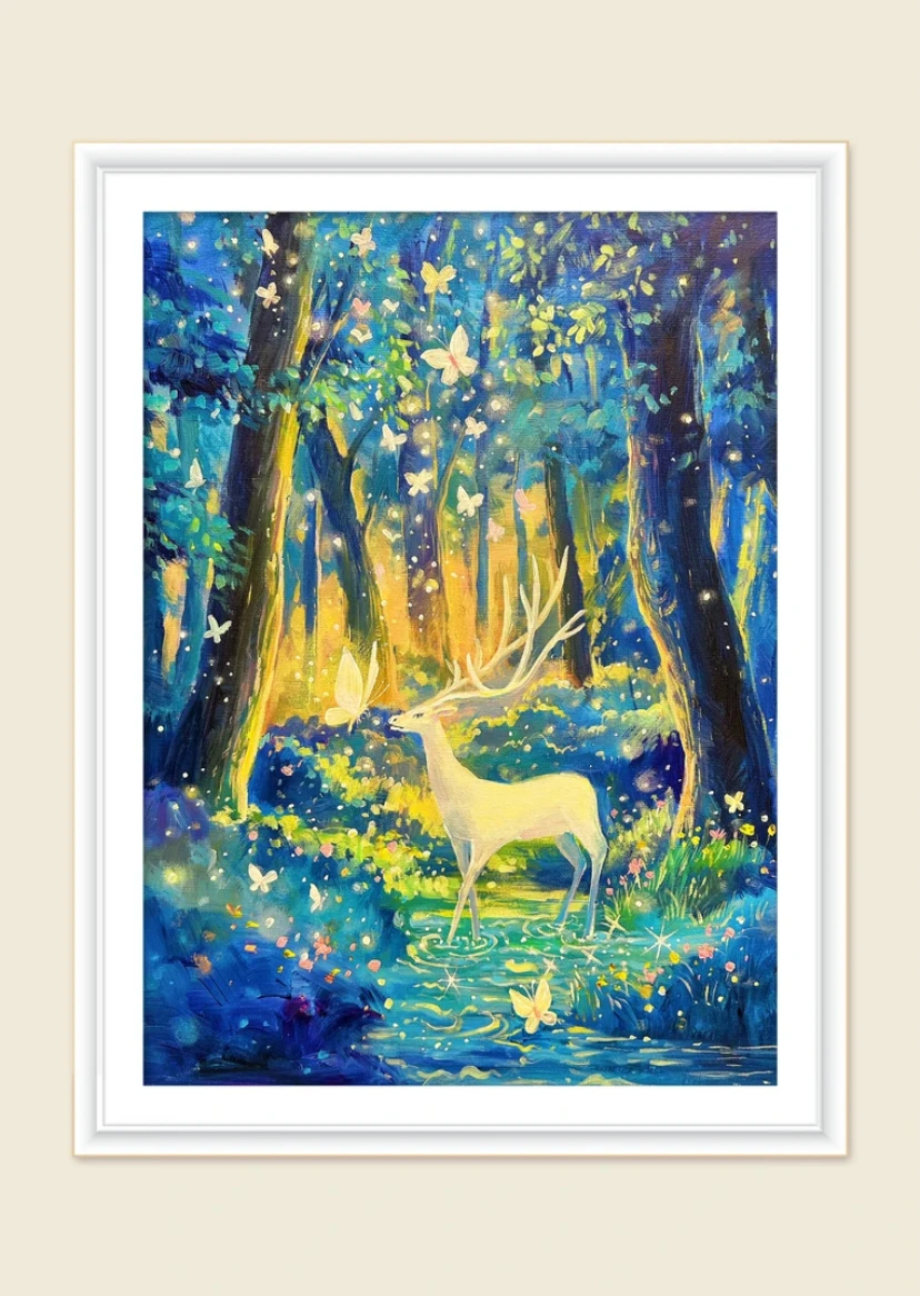 9ct 65X85cm Forest Deer  Cartoon Pre-Printed Cross Stitch DIY Embroidery Set Handicraft Floss Needle Crafts