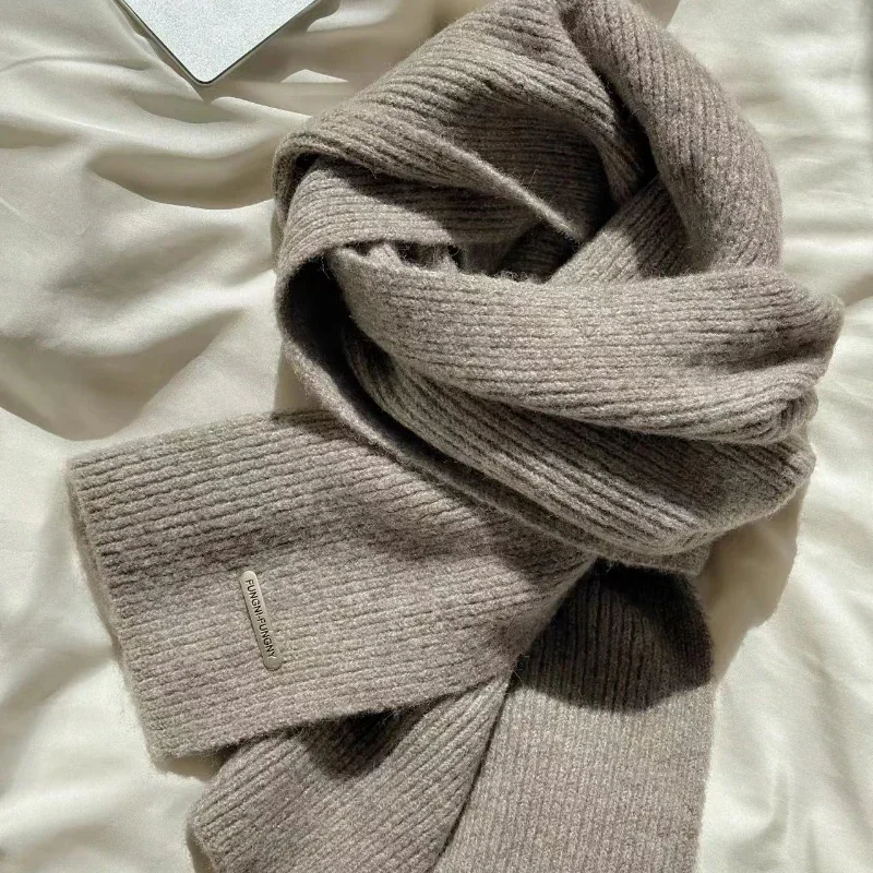 High Quality Classic Wool Solid Scarf Men Women Winter Autumn Knitted Thick Warm Soft Muffler Male Female Korean Version Scarf