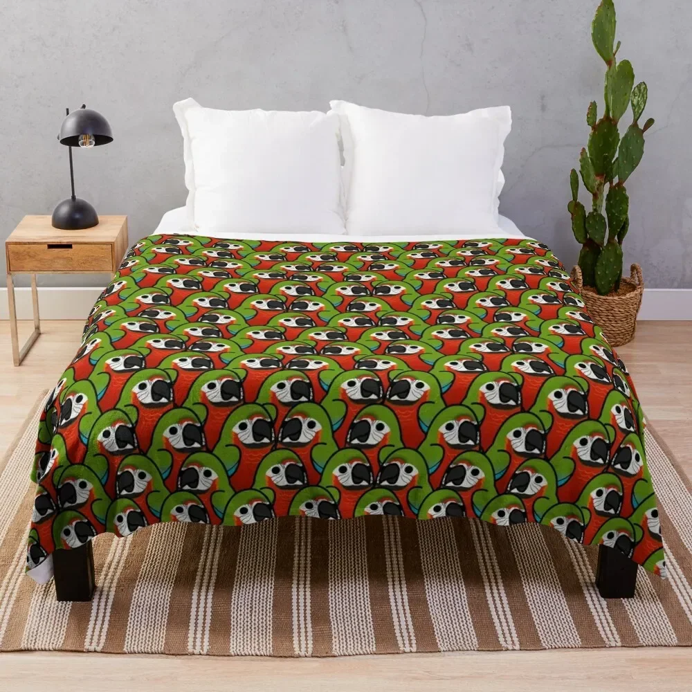 Too Many Birds! - Harlequin Macaw Throw Blanket Luxury Throw Furrys Blankets