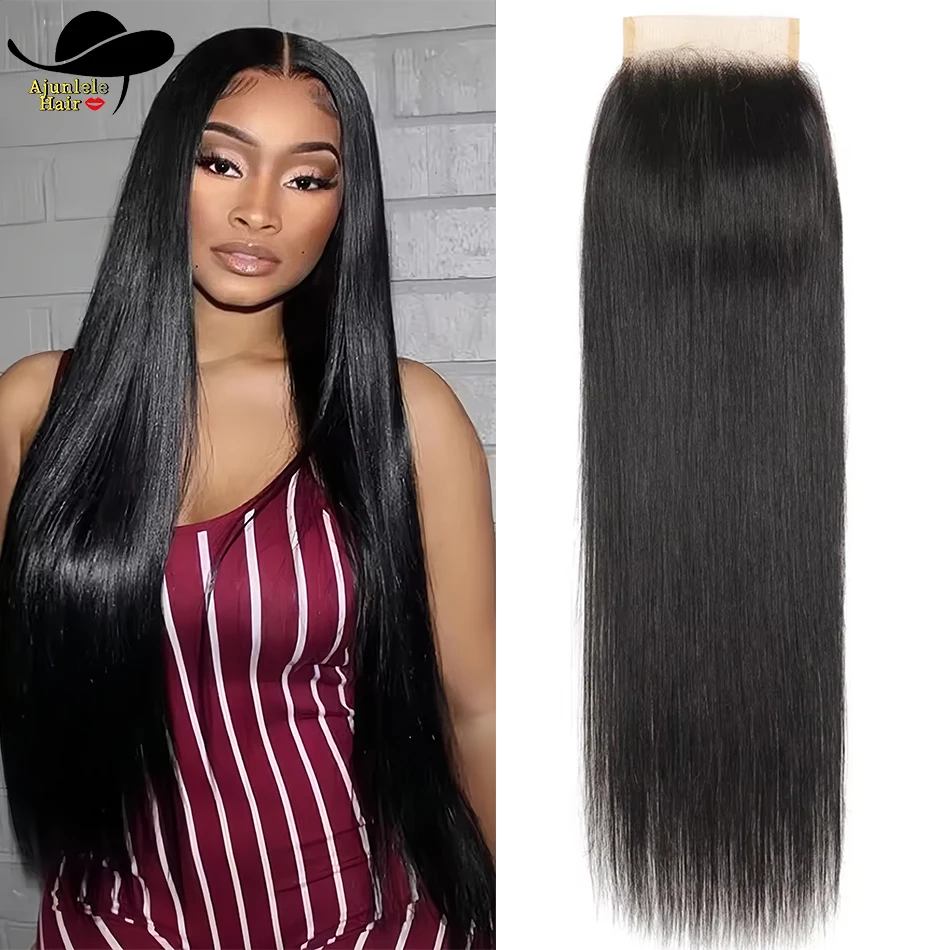 ペルー産ヘア 4x4 レースクロージャー ベビーヘア付き ストレート 100%人毛 透明HDレースクロージャー レミーヘア ナチュラルブラックカラー