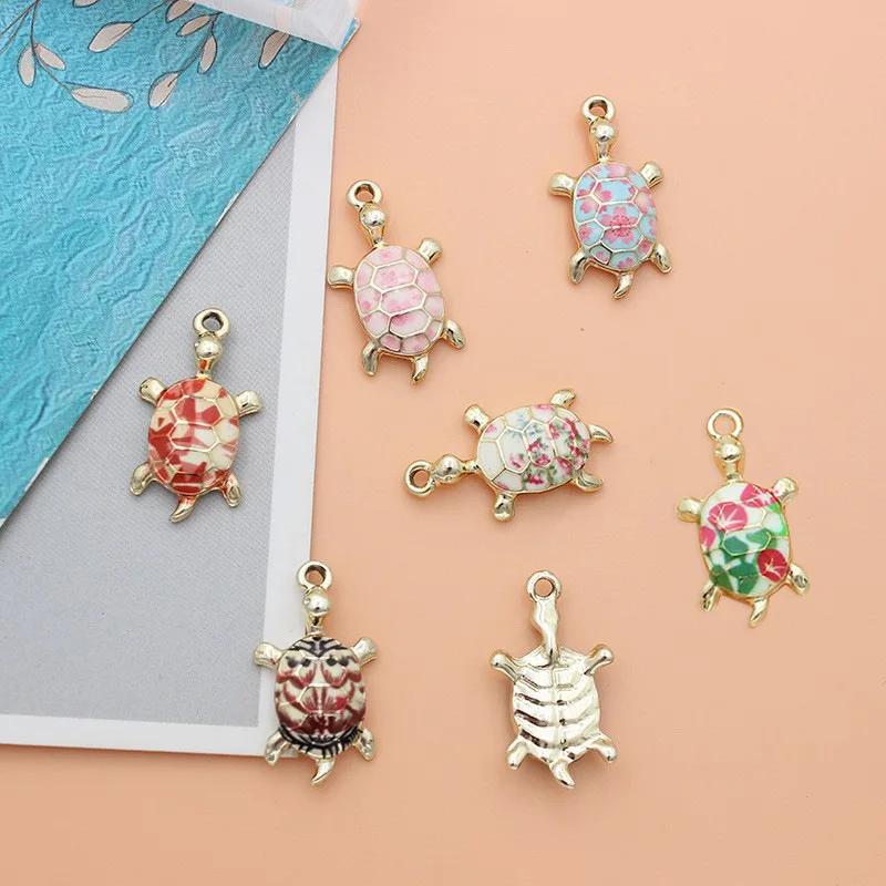 10Pcs 14*24mm Printed Turtle Charms Alloy Pendant For Jewelry Making Diy Bracelet Necklace Earring Handmade Accessories Supplies