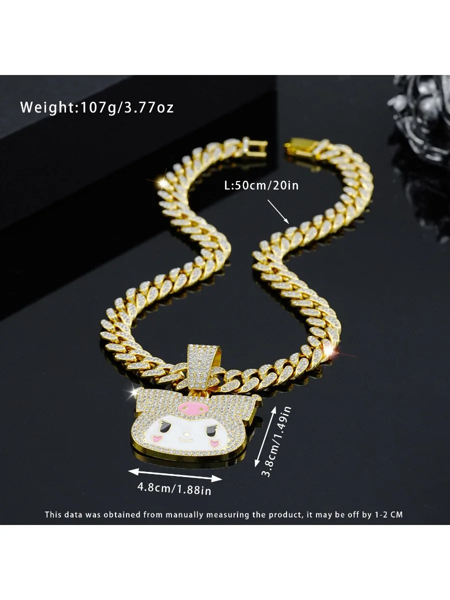 Fashion personality cute cartoon rabbit necklace jewelry men and women with diamonds Cuban chain