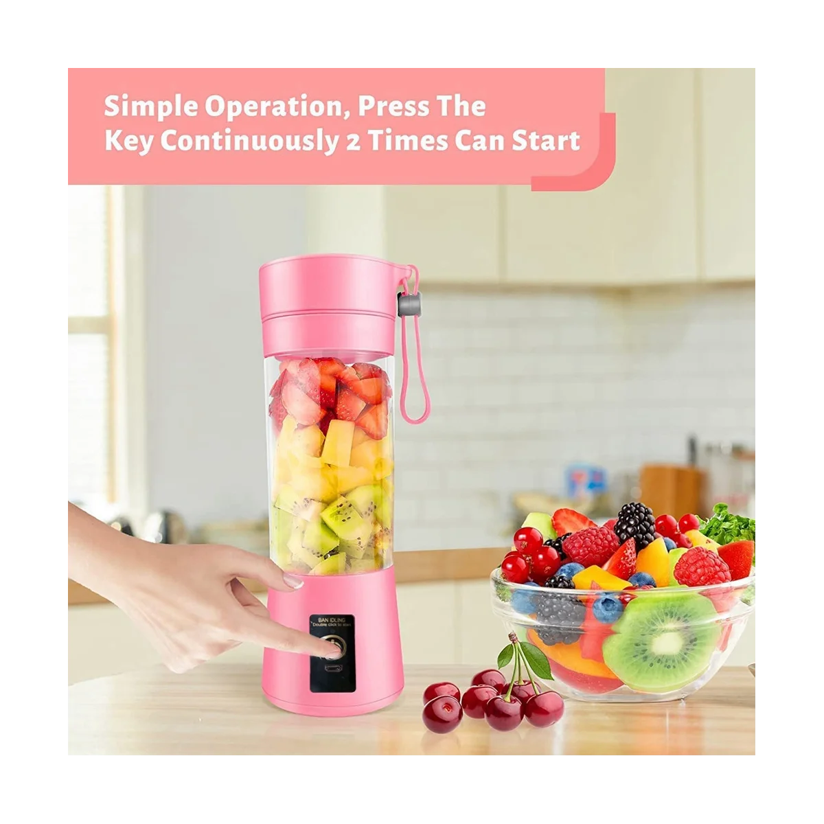 Portable Blender Mini Blender for Shakes and Smoothies Rechargeable USB 380Ml Traveling Fruit Juicer Cup with 6 Blades