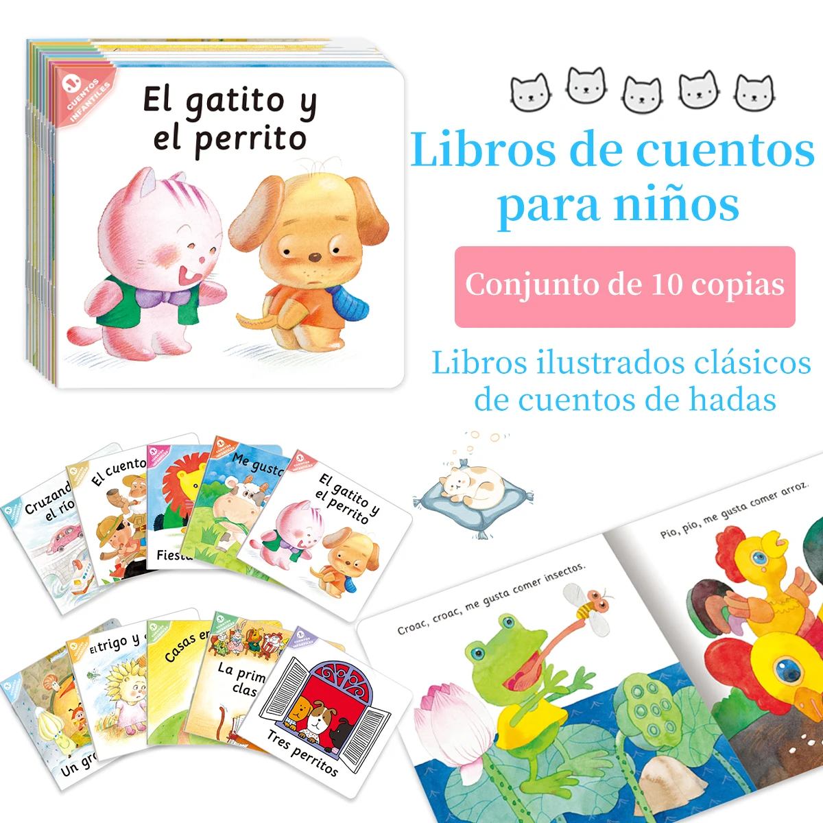 1 Set of 10 Spanish Children's Storybooks Children's Books Enlightenment Puzzle Books Early Learning Books Children's Gifts